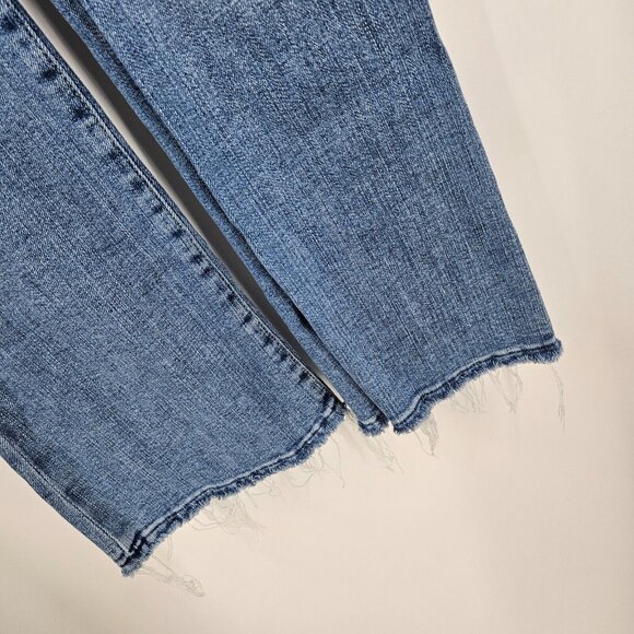Frame Jeans Blue Jadite Le Crop Mini Boot Mid Rise Medium Wash Stretch Denim 24 - Picture 3 of 7